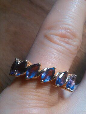 Marquise Cut Amethyst Gold Vermeil Sterling Silver Ring (Size 6)